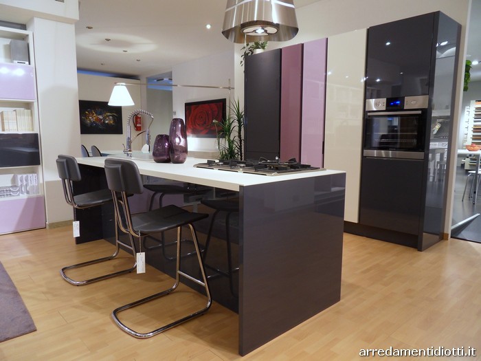 Domus kitchen design island shiny grey